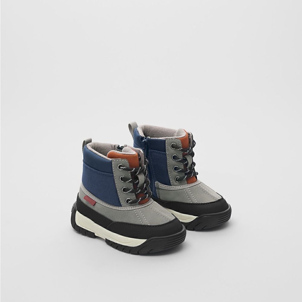 Zara CONTRASTING HIGH-TOP SNEAKERS Kids 12 .5